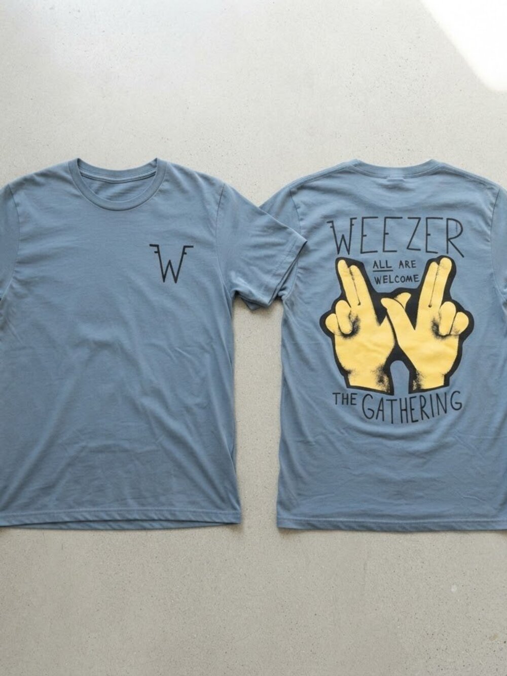 Weezer The Gathering Tour 2026 All Are Welcome Slate Blue T-Shirt S-4XL